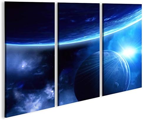 islandburner Bild Bilder auf Leinwand Blue Space V2 Weltall Planeten Weltraum 3p XXL Poster Leinwand