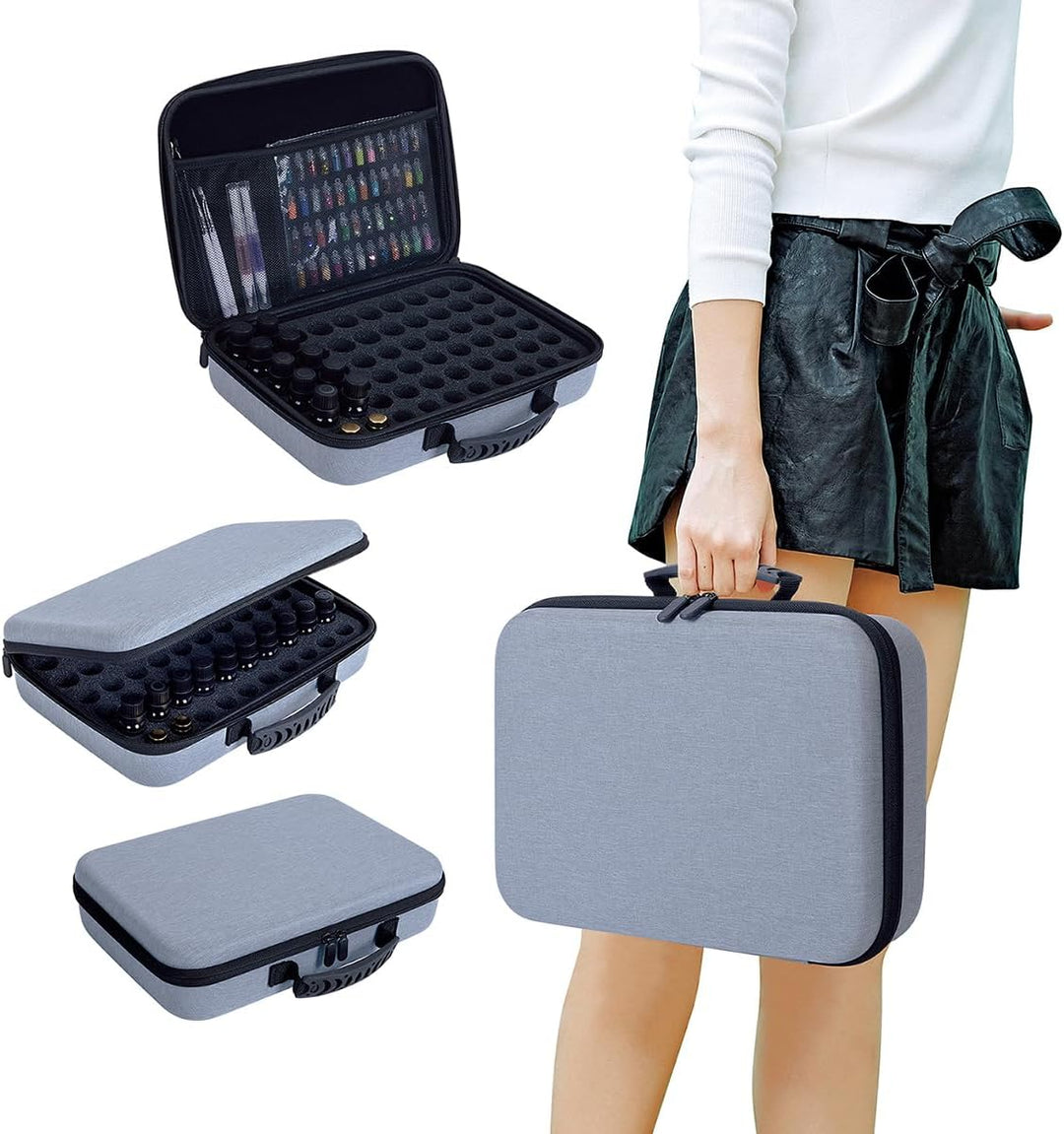 ätherische Öle Tragetasche hält 60 Flasche Lagerung Organizer Grau | hält 60 Flasche für 1-3ML Rolle