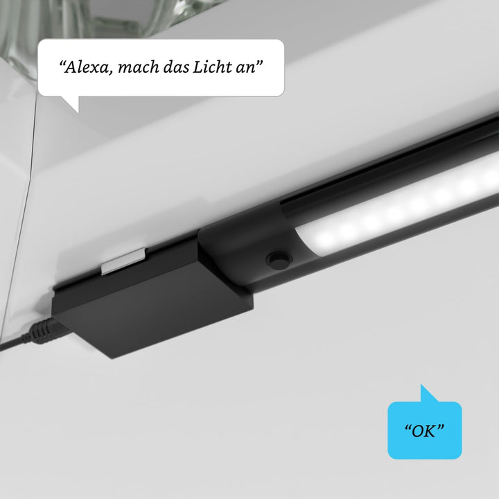 ledscom.de Smarte LED Unterbau-Leuchte SIRIS schwarz matt mit WLAN-Controller flach, Smart-Home, Ale