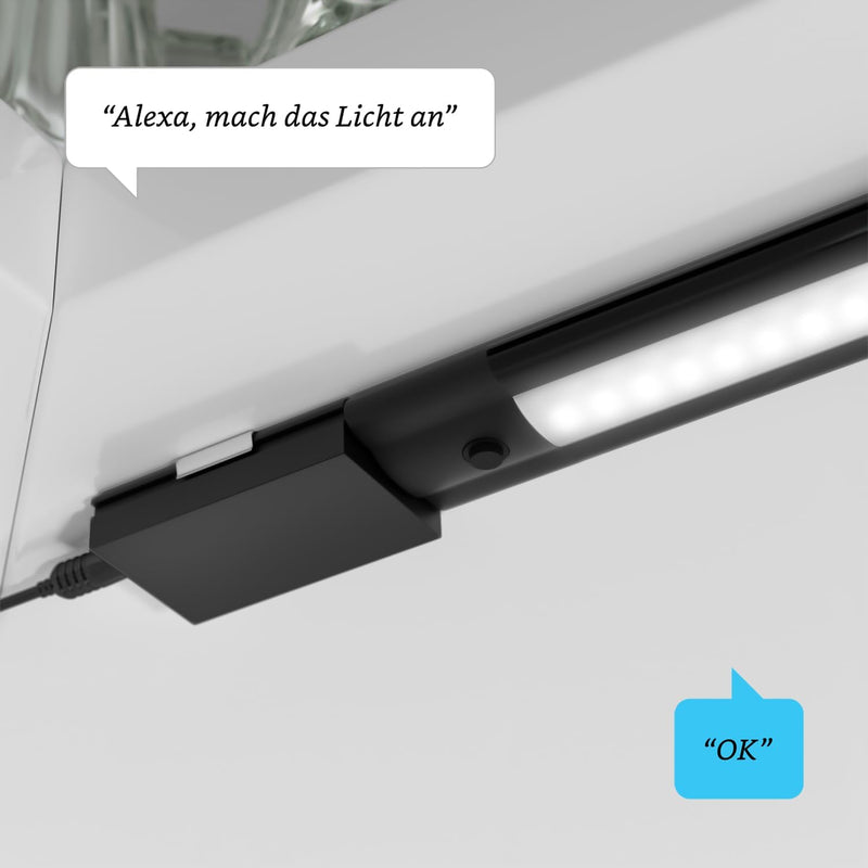 ledscom.de Smarte LED Unterbau-Leuchte SIRIS schwarz matt mit WLAN-Controller flach, Smart-Home, Ale