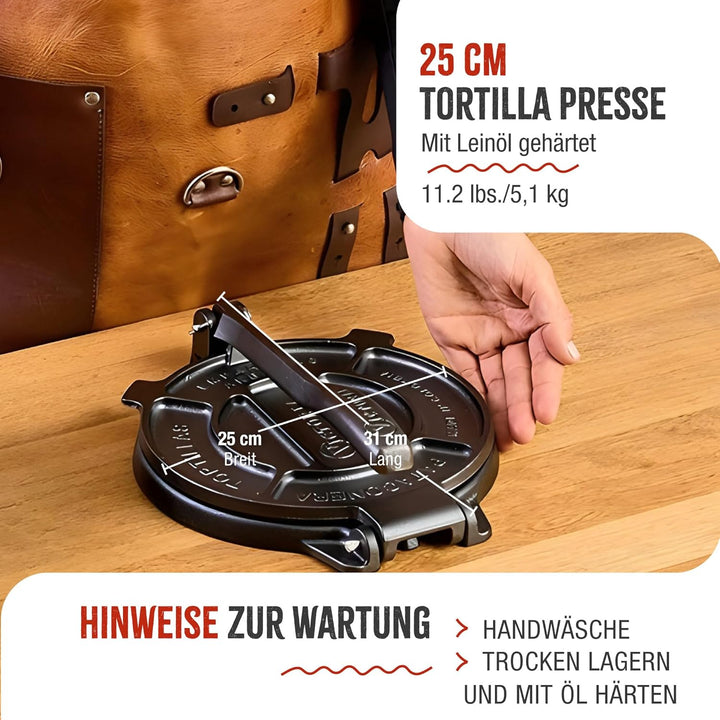 Victoria Tortilla-Presse, 25,4 cm, kommerzielle Qualität, aus Gusseisen, Burrito-Presse, unverwüstli