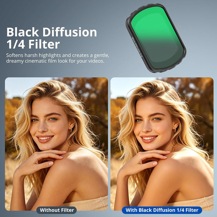 VUTALUXE CPL Schwarz Diffusionsfilter 1/4 VND2-32 Weitwinkelobjektiv für DJI Osmo Pocket 3 / Osmo Po