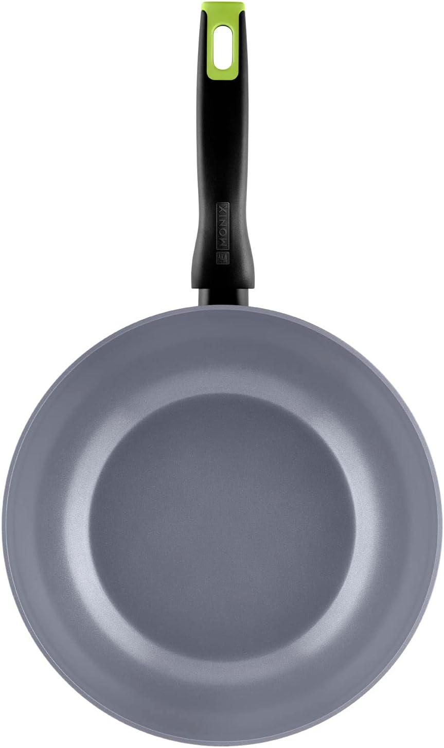 Monix Exo Nature - Wok, 28 cm, geschmiedetes Alumium, reycelt, verstärkte Anti-Haft-Keramik, geeigne