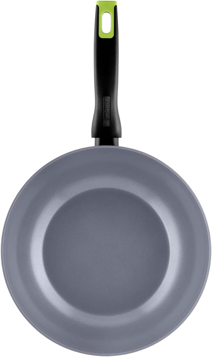Monix Exo Nature - Wok, 28 cm, geschmiedetes Alumium, reycelt, verstärkte Anti-Haft-Keramik, geeigne