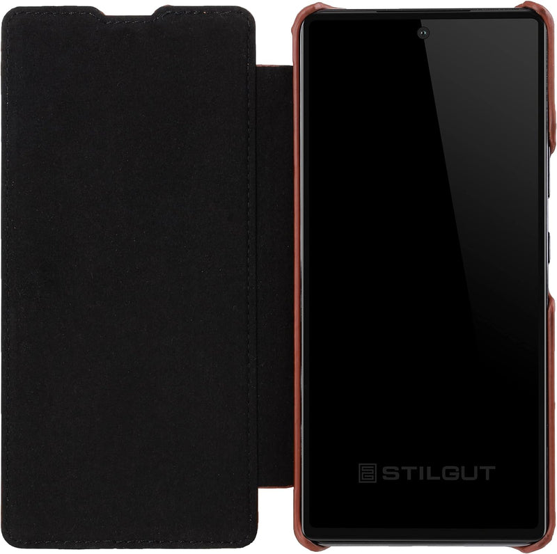 STILGUT Book Case kompatibel mit Google Pixel 6 Hülle aus Leder zum Klappen, Klapphülle, Handyhülle,