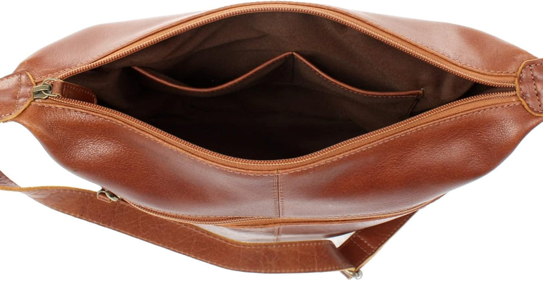 LECONI Schultertasche Damentasche Umhängetasche natur weiche Ledertasche Handtasche Damen Leder 33x2