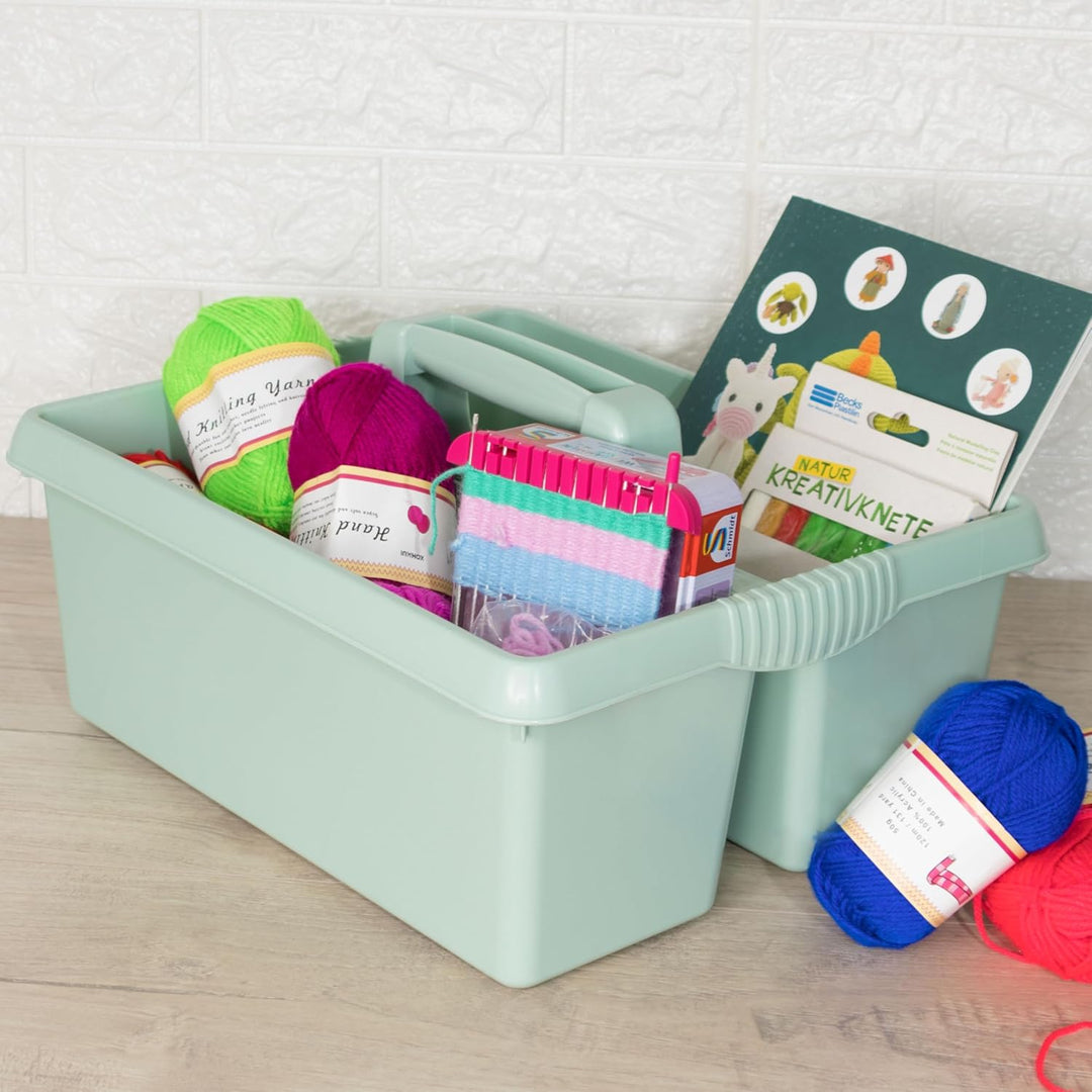 Tragbarer Organizer für Putzmittel 38x32x15 cm Weiss Werkzeugträger Gartengerätekorb Schuhputzkasten