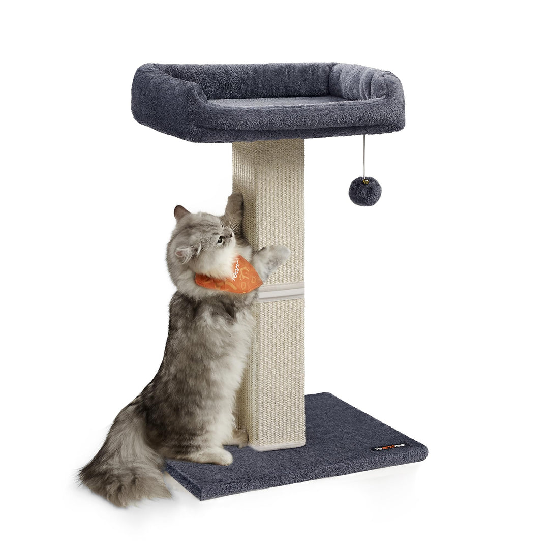 Feandrea Kratzbaum, Katzenbaum mit 40 x 30 cm Plattform aus Plüsch, Kratzstamm, Katzenkratzbaum, 71