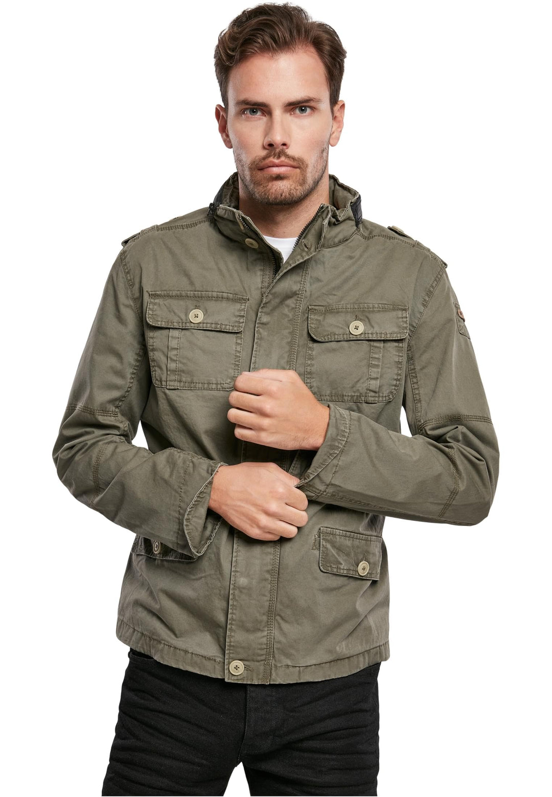 Brandit Jacke Britannia Sommer Vintage Herren ÜBERGANGSJACKE Army Outdoor Jacke, Grösse:M, Farbe:Oli