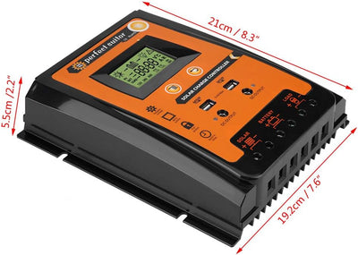 Keenso 12V/24V 30A/50A/70A MPPT Solarladeregler Solarpanel Batterieregler Dual USB LCD Display, 70A