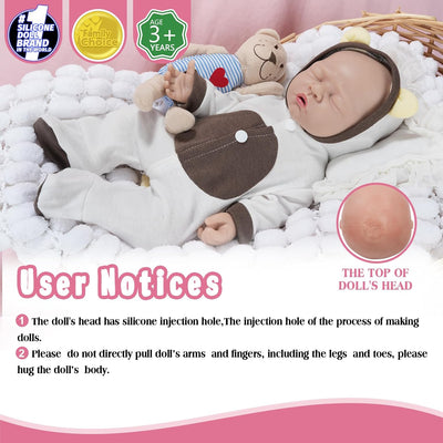 Vollence 31cm Reborn Baby Puppe Silikon, Schlafende Silikonpuppe, Realistische Babypuppe, 31cm Mädch