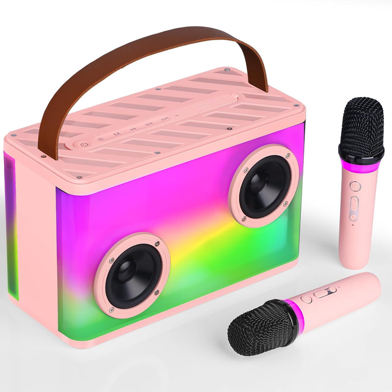 BONAOK Karaoke Anlage mit 2 Mikrofonen, Bluetooth Mikrofon Mit Lautsprecher, Tragbare Karaoke Maschi