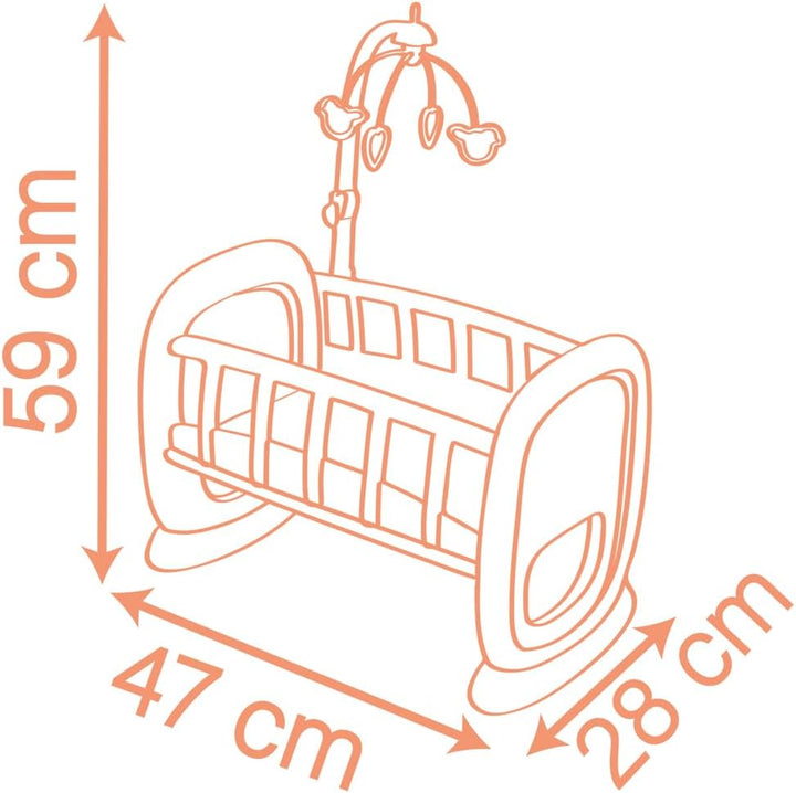 Smoby - Baby Nurse Puppenwiege mit Mobile - Puppenbett mit Wiegefunktion, für Puppen bis 42 cm (Nich