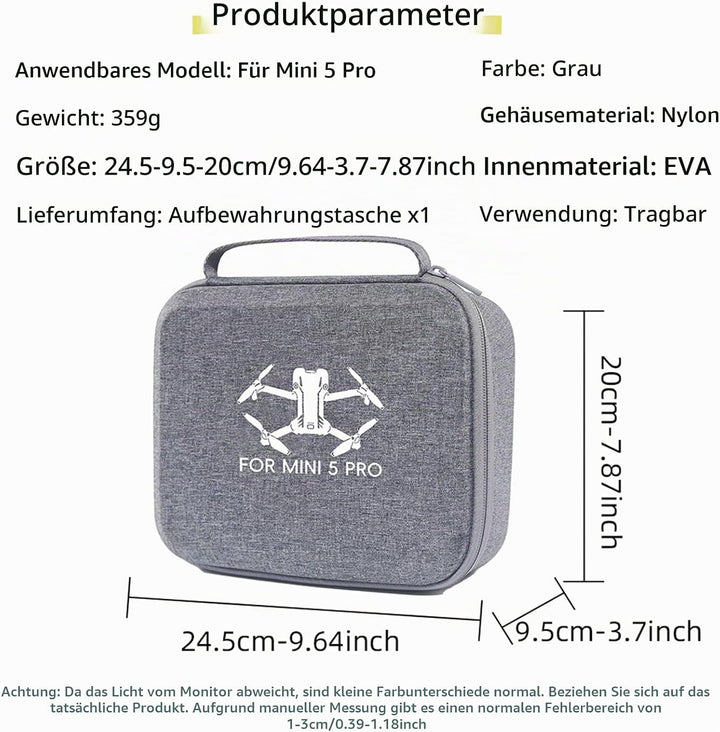 ZJRXM Tasche für DJI Mini 5 Pro Drohne und RC-N3 Controller, Tragbare Tragetasche Kompakte Aufbewahr