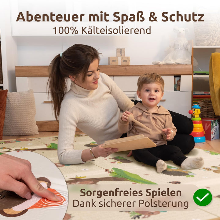 Mallie® Spielmatte Baby Faltbar Schadstoffrei [Kratzfeste Schutzschicht] Krabbeldecke Baby, Krabbelm