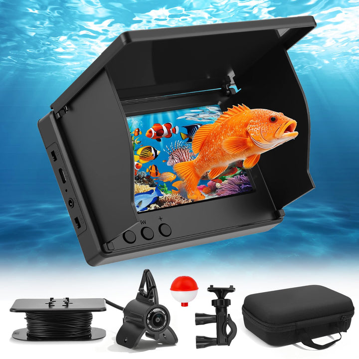 Unterwasserkamera für Angeln, Fishfinder mit 4,3" IPS-Bildschirm & 30m Kabel, Nachtsicht-Infrarot, W