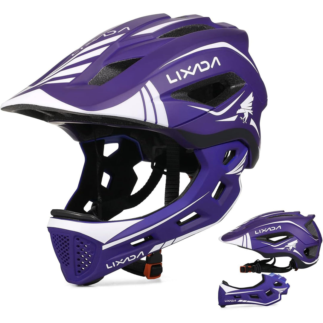 Lixada Fahrradhelm Kinder Helm Fullface Abnehmbar Unisex 52-58cm Children's Helmet 2-In-1 Integrated