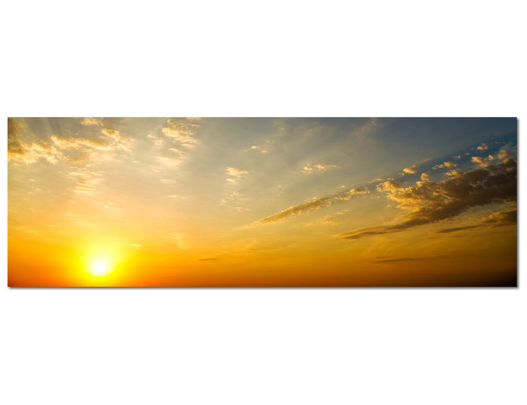 Paul Sinus Art Panoramabild auf Leinwand und Keilrahmen 120x40cm Himmel Wolkenschleier Sonnenaufgang