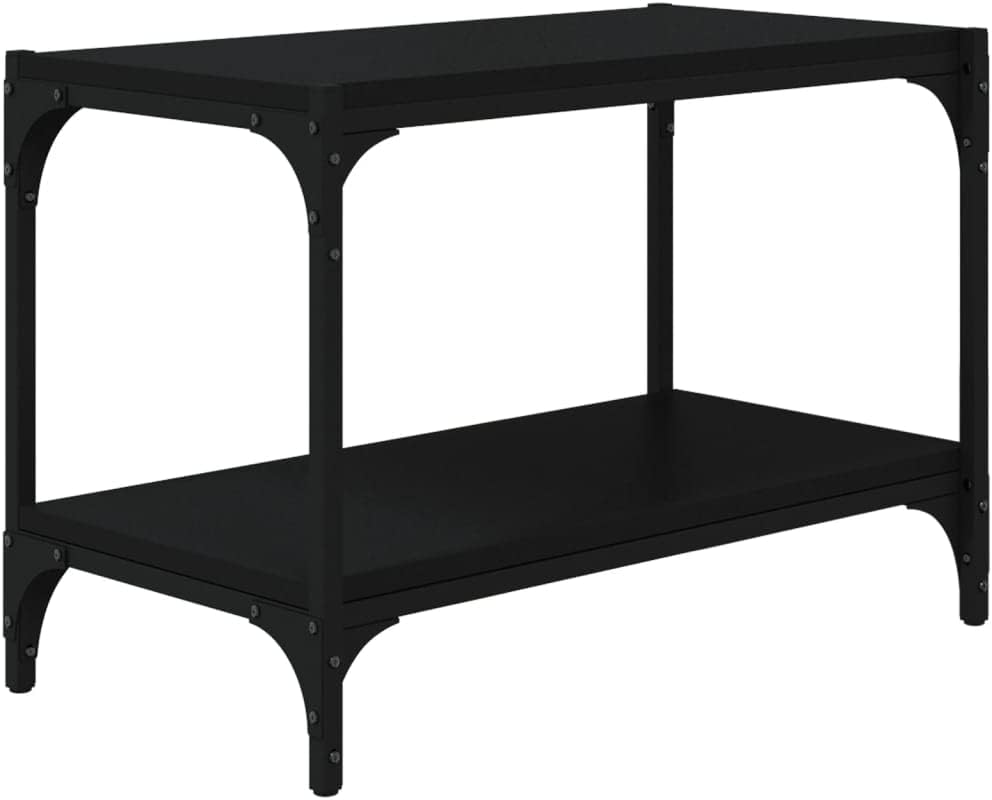 homiuse TV-Schrank Schwarz 60x33x41 cm Holzwerkstoff und Stahl TV Board Fernsehschrank Fernsehtisch