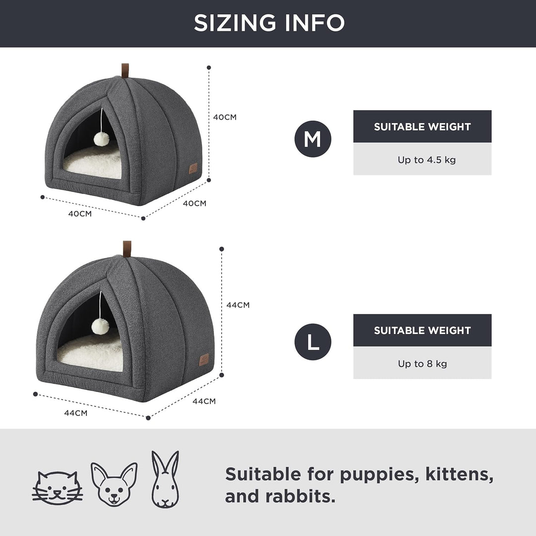 BEDSURE Katzenbett grosse Katzen Katzenhöhle- 44x44x44 cm Katzenhaus Indoor mit abnehmbarem Sherpa K