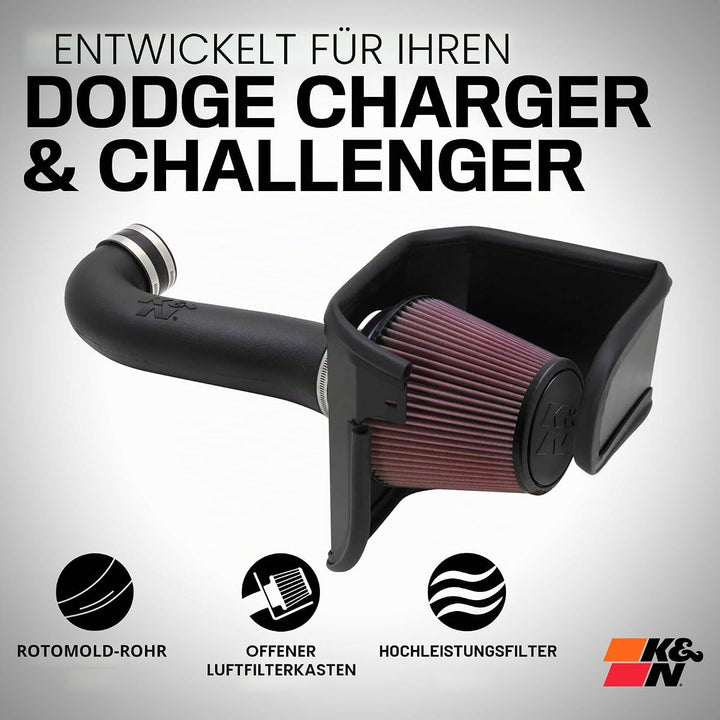 K&amp;N 57-1542 Waschbarer und wiederverwendbarer KFZ Hochleistungsluftfiltersystem, Rot