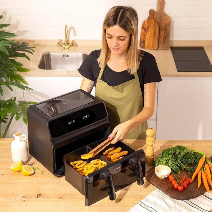 Cecotec Heissluftfritteuse ohne Öl 9L Air Fryer Cecofry Advance 9000 Window. 2200W, Bewegliche Trenn