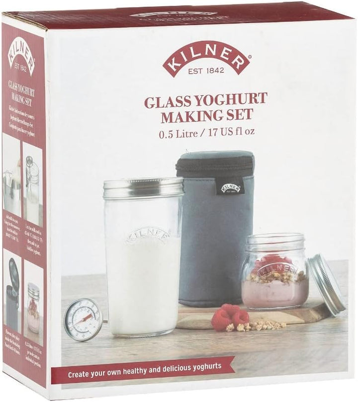 Kilner 0025.037 Joghurt, Glas, Neopren, 500 milliliters, Grau-Schwarz