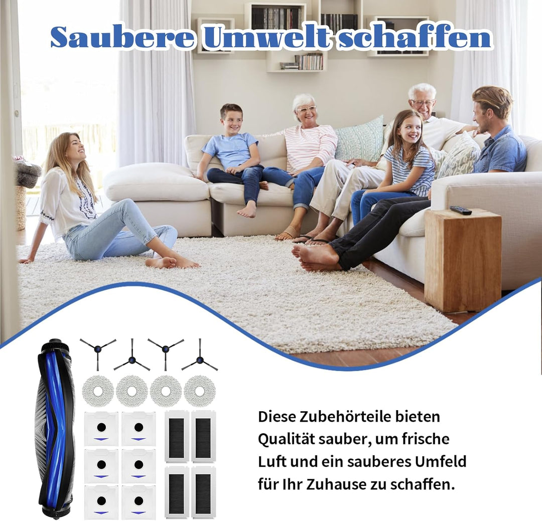 19 Stück Zubehörset für ECOVACS DEEBOT N30 PRO OMNI/N30 OMNI Saugroboter, 1 Hauptbürste, 4 Filter,4