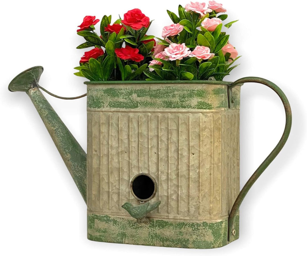 DanDiBo Vogelhaus mit Blumentopf zum Aufhängen Metall Deko Giesskanne wetterfest 481999 Nistkasten 4