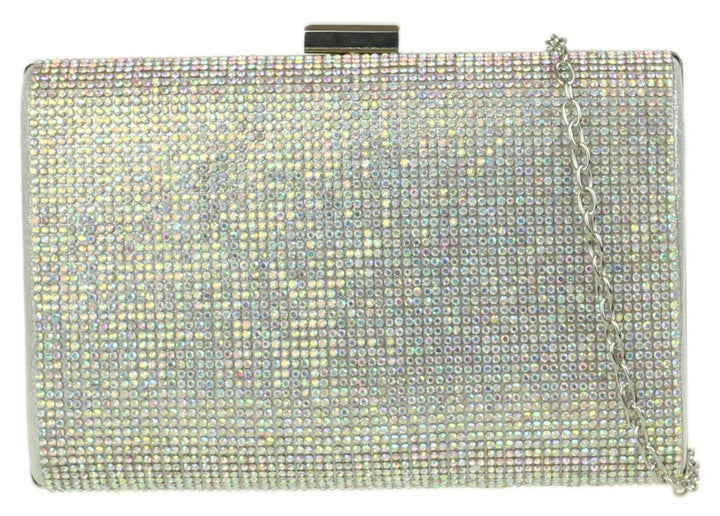 Girly Handbags Luxuriöse schimmernde Satin-Hartschalen-Clutch-Tasche mit Diamantbesatz, Abend-, Part