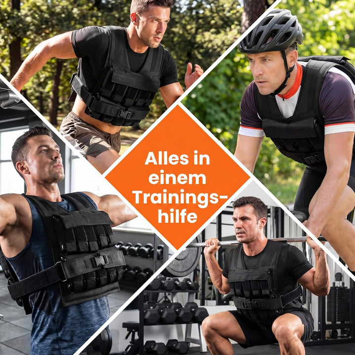 COSTWAY Gewichtsweste 20/30 kg, Brustgrösse Verstellbar, Trainingsweste mit abnehmbaren Eisensandsäc