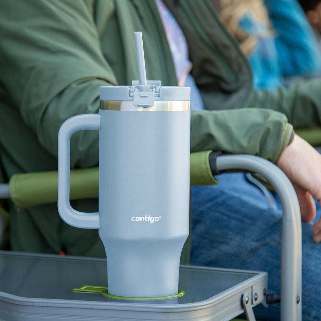 Contigo Thermosflasche 1200 ml mit Henkel und Strohhalm | Isolierte Thermo-Trinkflasche aus Edelstah