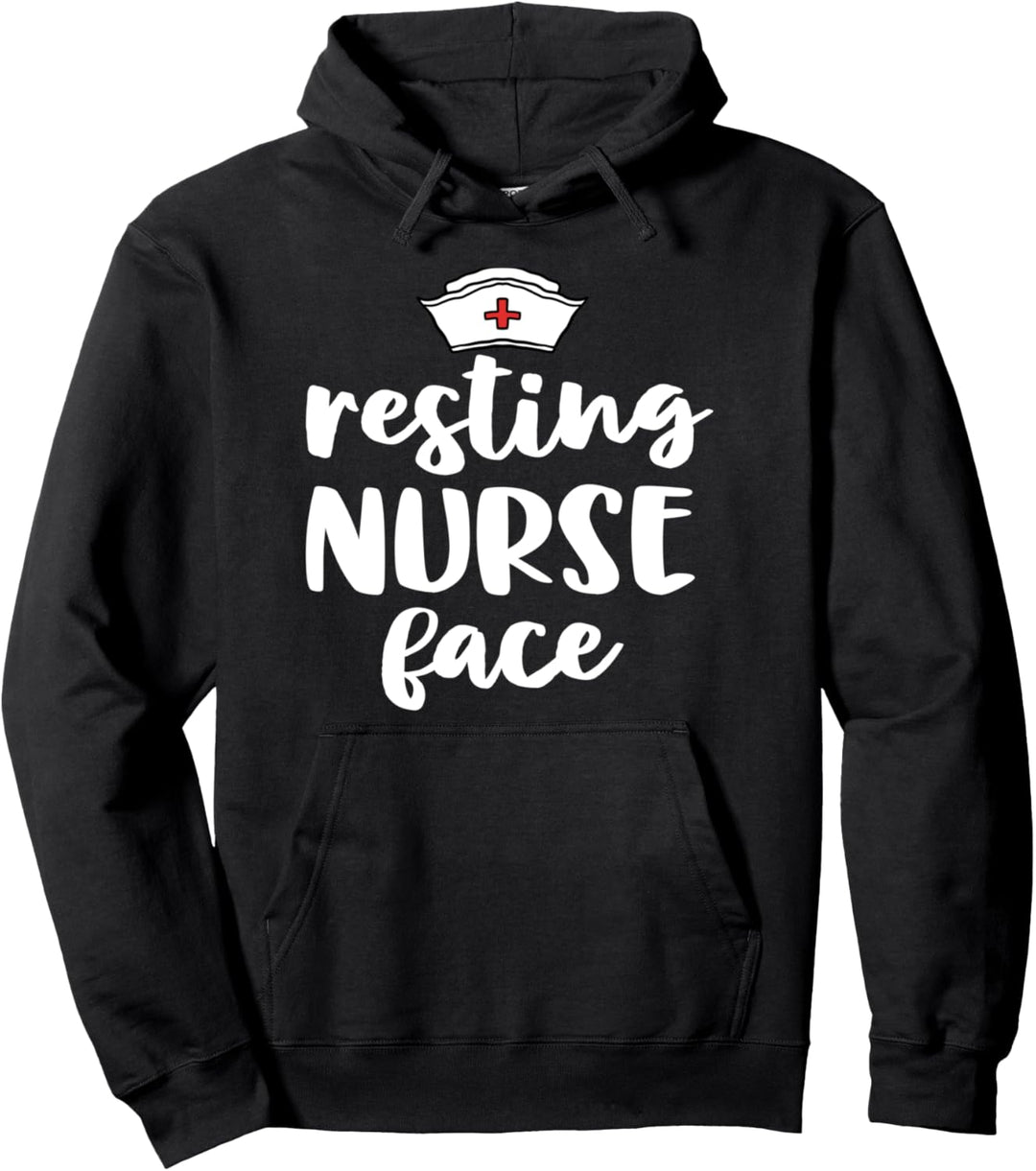 Nurse Gifts For Women Funny Nursing Resting Nurse Face Pullover Hoodie