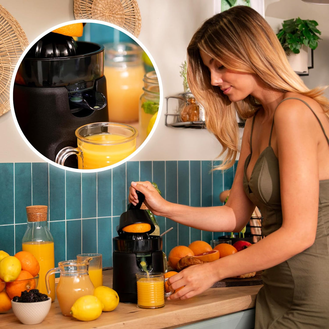 Cecotec Elektrische Hebel-Zitruspresse für Orangen und Zitrusfrüchte EssentialVita Hyden 120. 120W,