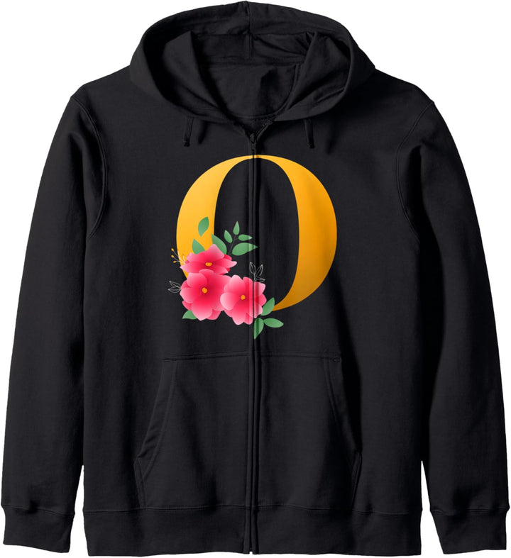 Floral O Alphabet Cute Initial Monogram Letter O Graphic Kapuzenjacke