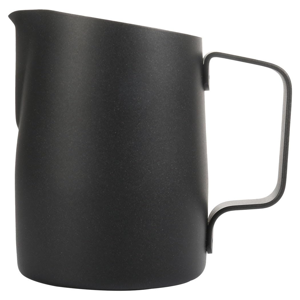 Milchkännchen, 420 ml, Espresso-Dampfkrug, Edelstahl, Milchaufschäumer Krug für Latte Art (schwarz),