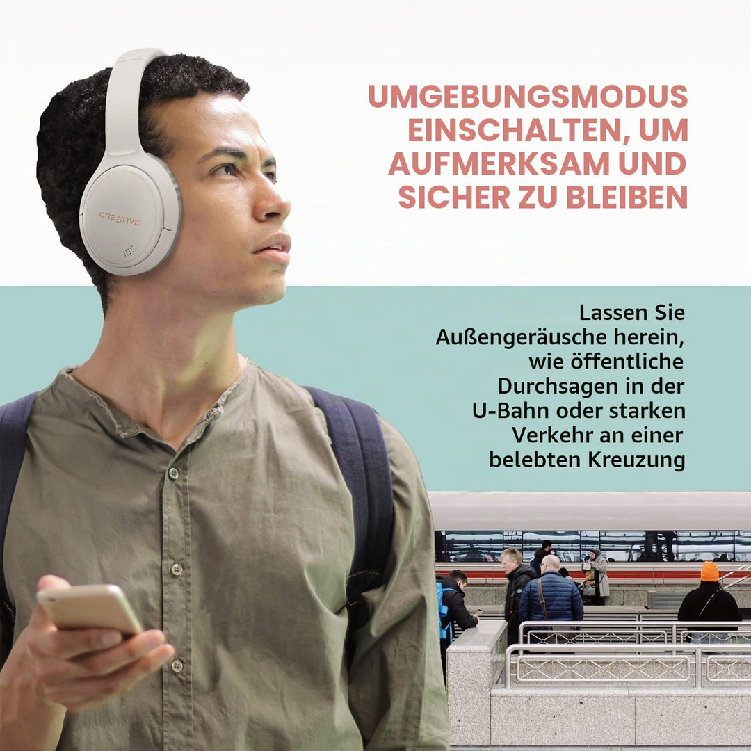 CREATIVE Zen Hybrid Wireless Over-Ear-Kopfhörer mit hybrider Active Noise Cancellation, Ambient Modu