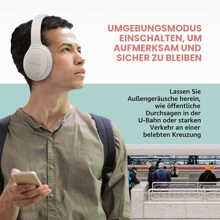 CREATIVE Zen Hybrid Wireless Over-Ear-Kopfhörer mit hybrider Active Noise Cancellation, Ambient Modu