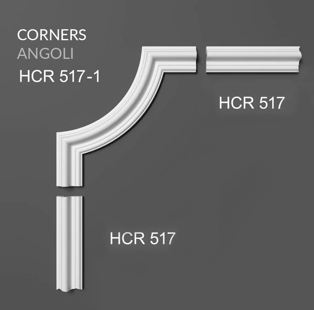HCR517 Boiserie Wandrahmen 2 Meter Hart-Weiss (besser als Polystyrol und Gips) für Wandrahmen