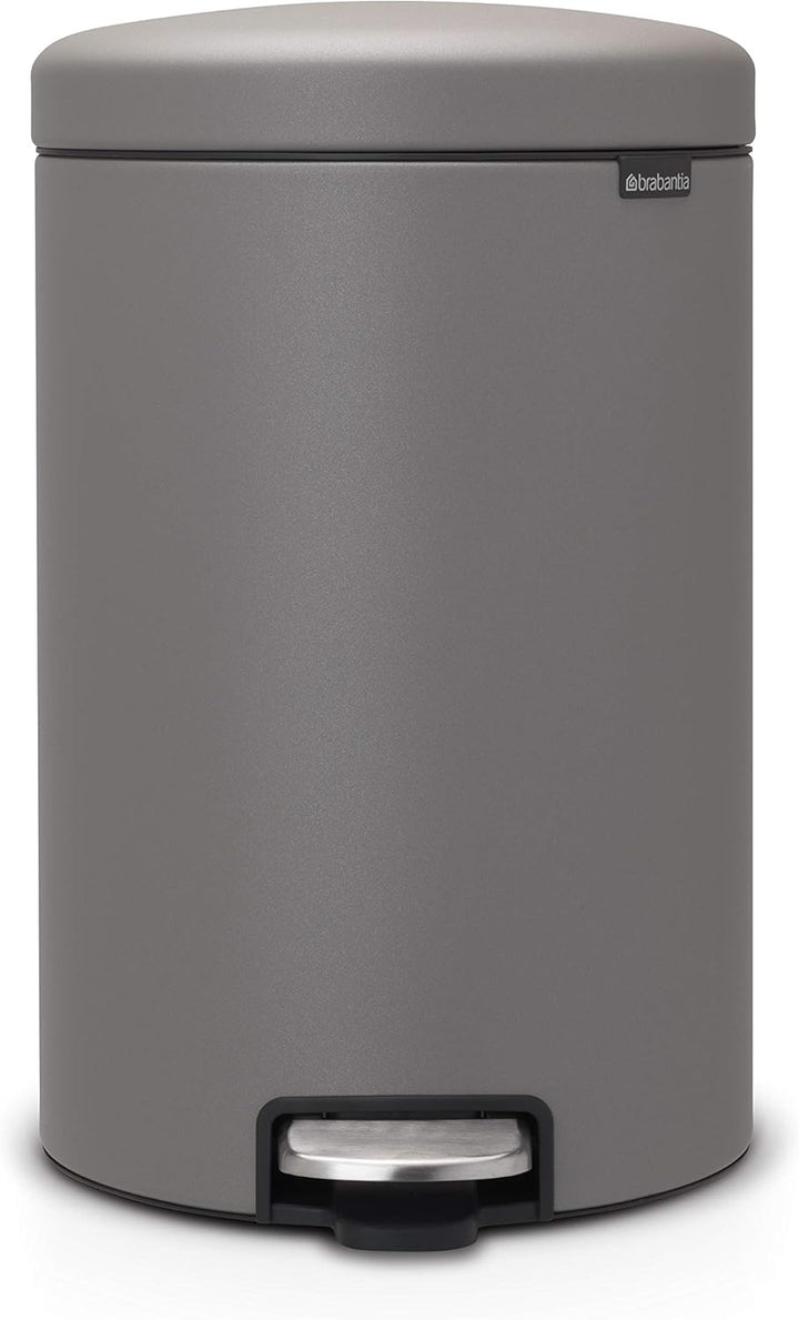 Brabantia Treteimer newIcon, 20 L 20 Liter Mineral Concrete Grey, 20 Liter Mineral Concrete Grey