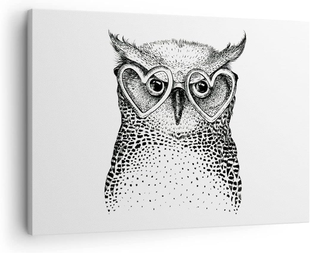 Bilder auf Leinwand Mode Design Eule Aquarell Leinwandbild 70x50cm Wandbilder Dekoration Wohnzimmer
