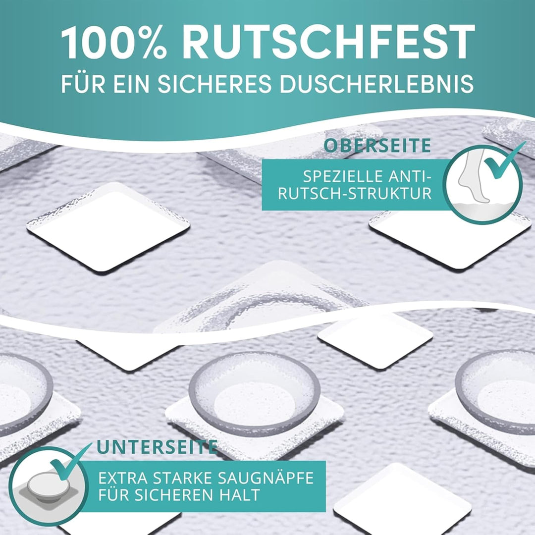Engelbach® Duschmatte rutschfest 53x53cm - Inklusive Haken zum Aufhängen - 100% BPA-frei - Antirutsc