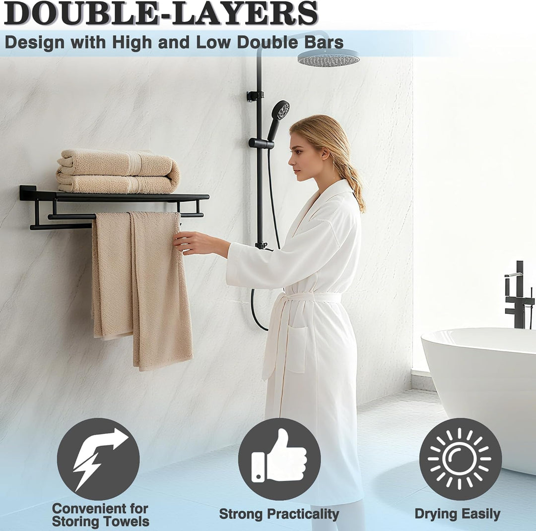 Alise Handtuchhalter für Badezimmer und WC, Wandhalterung, Handtuchhalter mit doppelten Handtuchstan