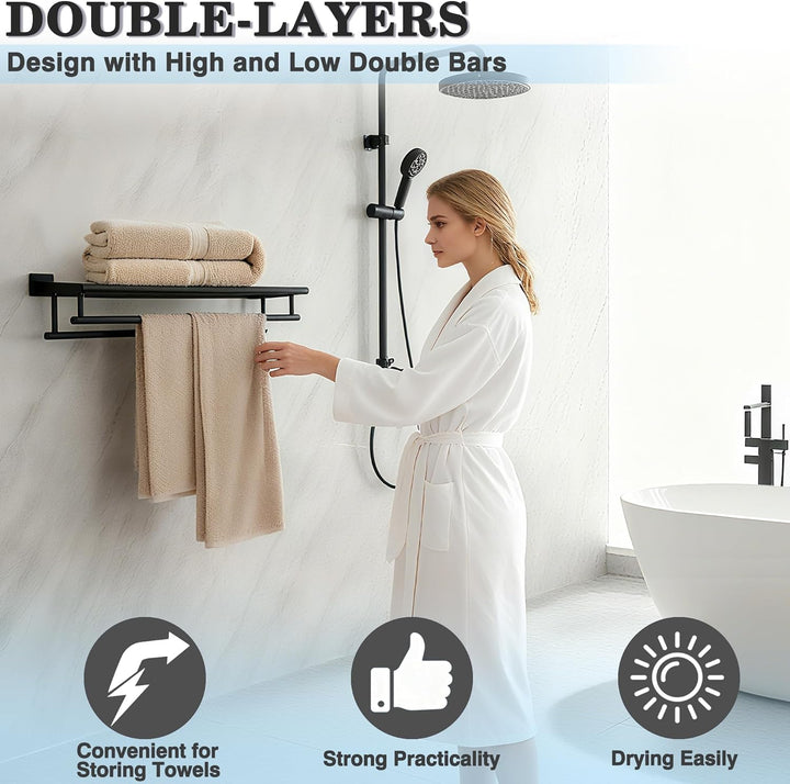 Alise Handtuchhalter für Badezimmer und WC, Wandhalterung, Handtuchhalter mit doppelten Handtuchstan
