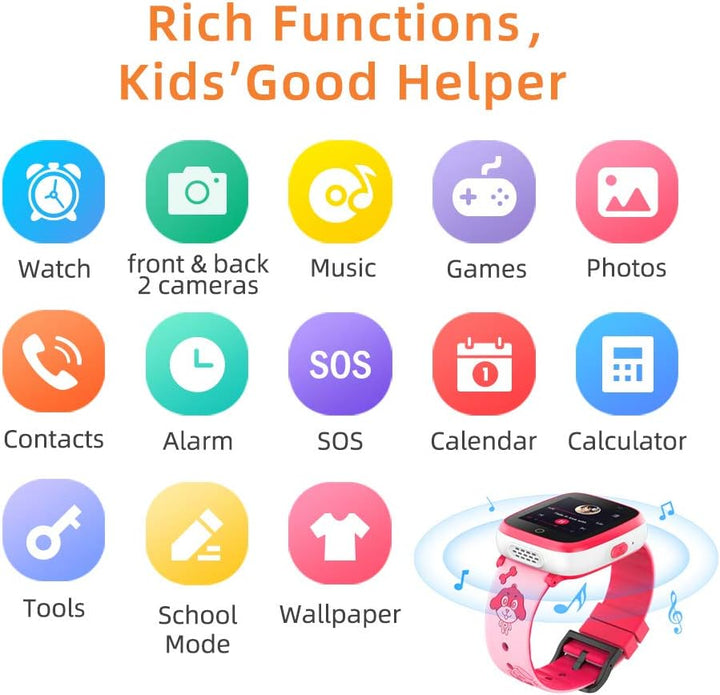 Children's Smartwatch with Games and Music - Smart Watches with Two Cameras, 1.54 HD High-Resolution
