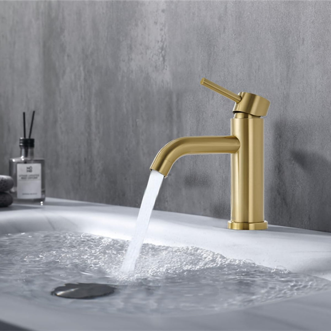 Wasserhahn Bad Mischbatterie, Waschtischarmatur mit Geräuscharmem Keramischem Ventilkern, Einhebelmi