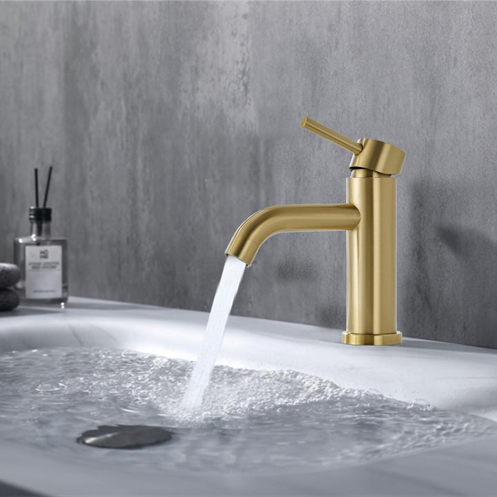 Wasserhahn Bad Mischbatterie, Waschtischarmatur mit Geräuscharmem Keramischem Ventilkern, Einhebelmi