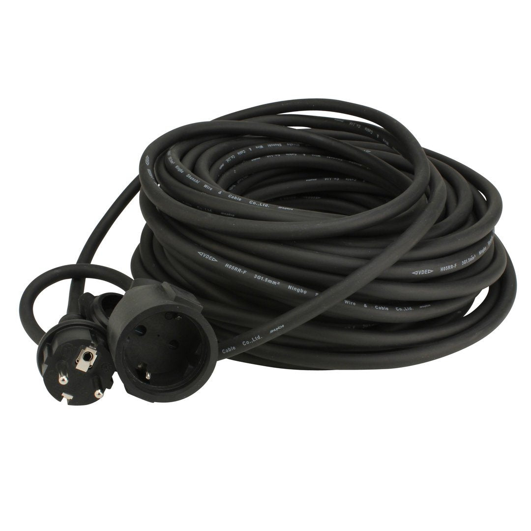 UNITEC Gummi-Verlängerung H05RR-F3G1,5mm² 20m, IP 44, schwarz