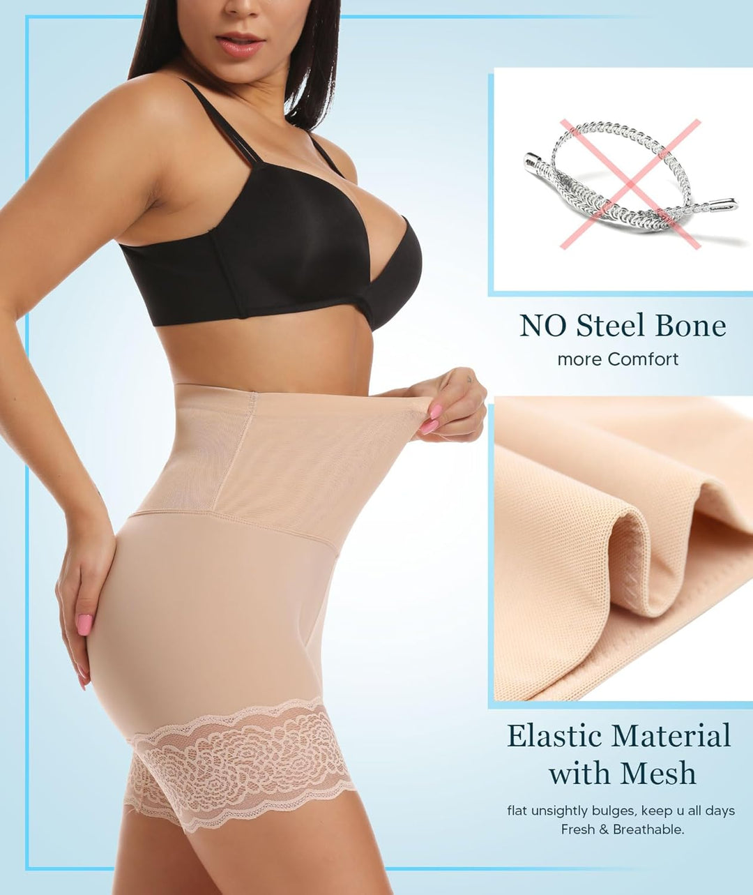 MISS MOLY Unterhose Damen Unter Rock Kurz Hose Shorts Leggings Anti Chafing Miederhose Bauch Weg Mie