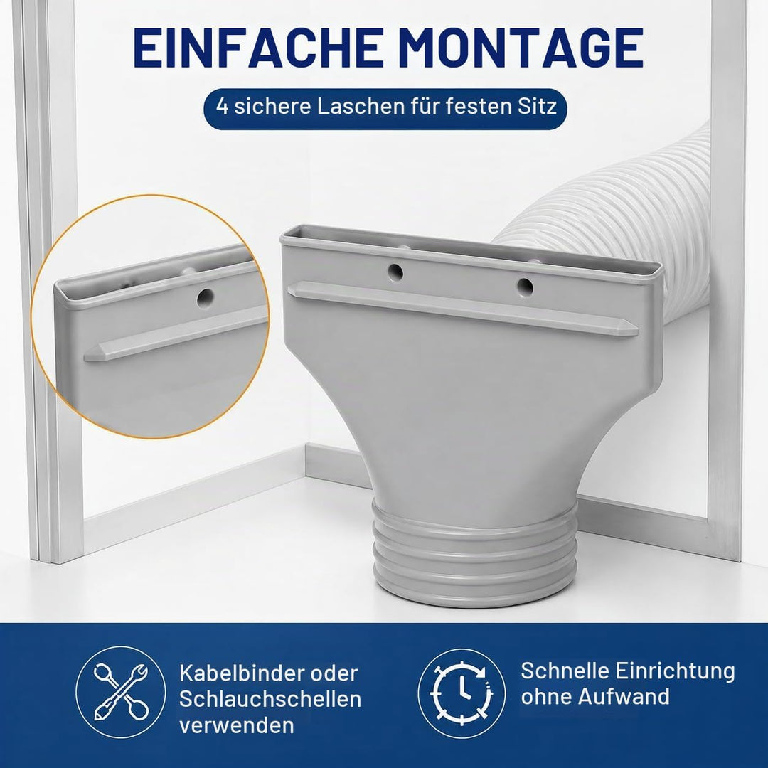 Flachfenster-Klimaanlagen-Flachschlauchadapter, 2 cm Höhe, tragbarer AC-Schlauchverbinder mit 4 sich